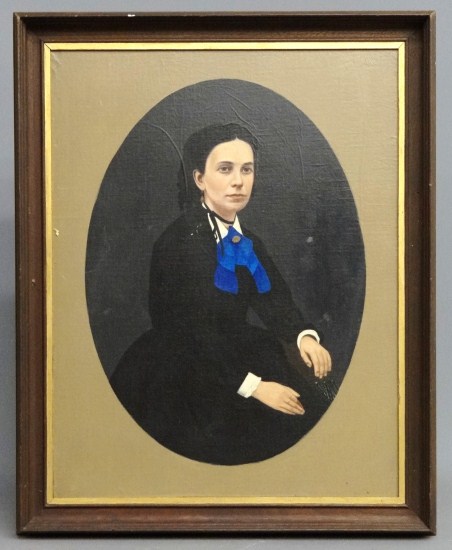 19th c. oil on canvas portrait of a