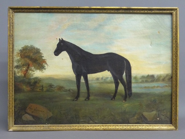 19th c. oil on canvas horse