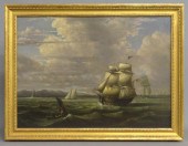 19th c. oil on canvas Naval sc