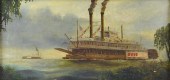 19TH C. OIL ON CANVAS OF PADDL