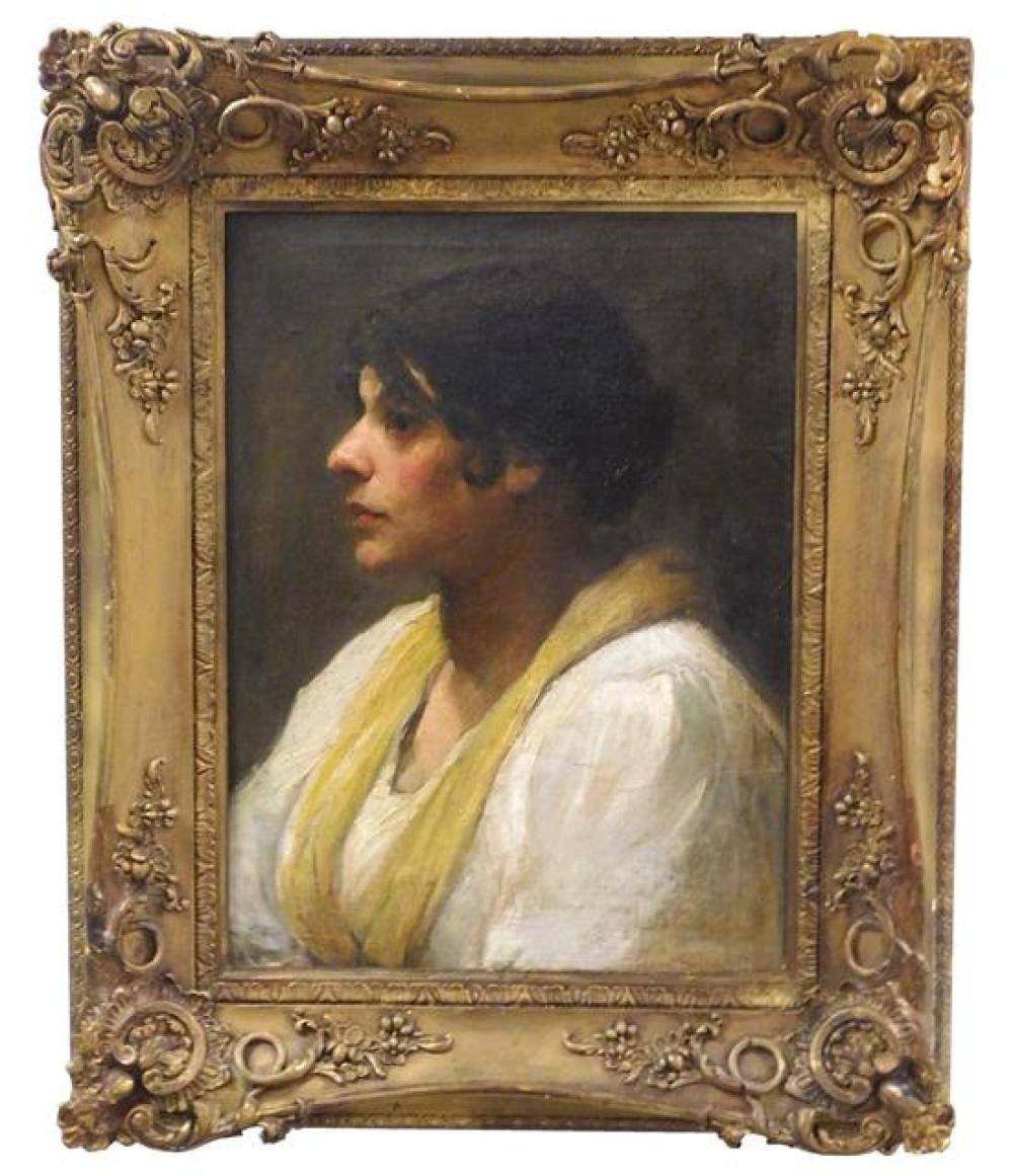 19TH C. OIL ON CANVAS PORTRAIT OF