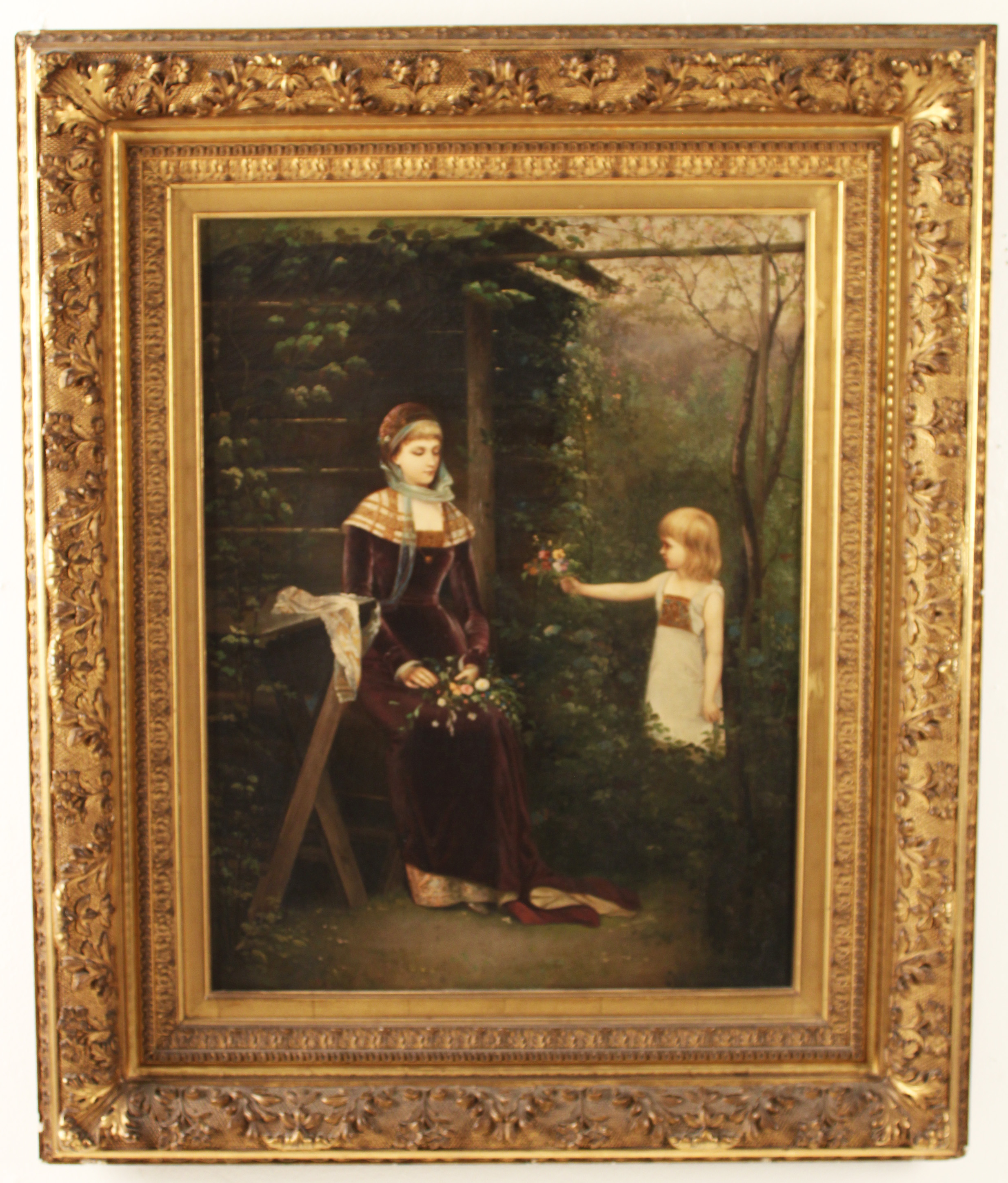 19TH C. OIL ON CANVAS OF YOUNG GIRL