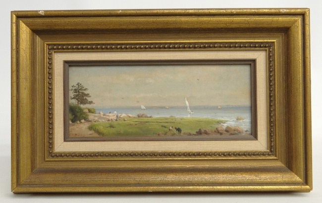 19th c. oil on panel boats signed