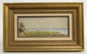 19th c. oil on panel boats sig