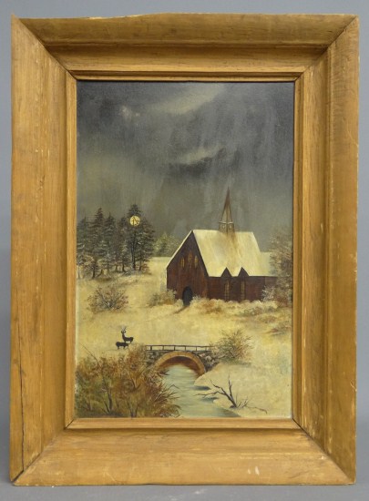19th c. oil on panel painting of