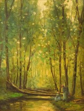 19TH C. OIL ON PANEL, VERDANT