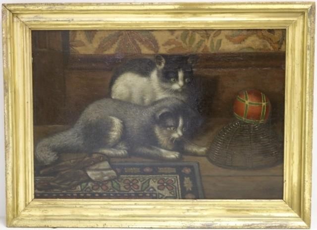 19TH C OIL PAINTING ON CANVAS