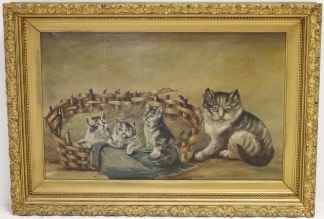 19TH C OIL PAINTING ON CANVAS