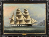 19TH C. OIL, SHIP NORFOLK W.J.