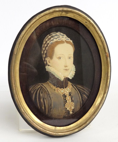 19th c. oval pastel Mary Queen of