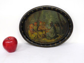 19TH C. OVAL TRAY WITH INDIAN