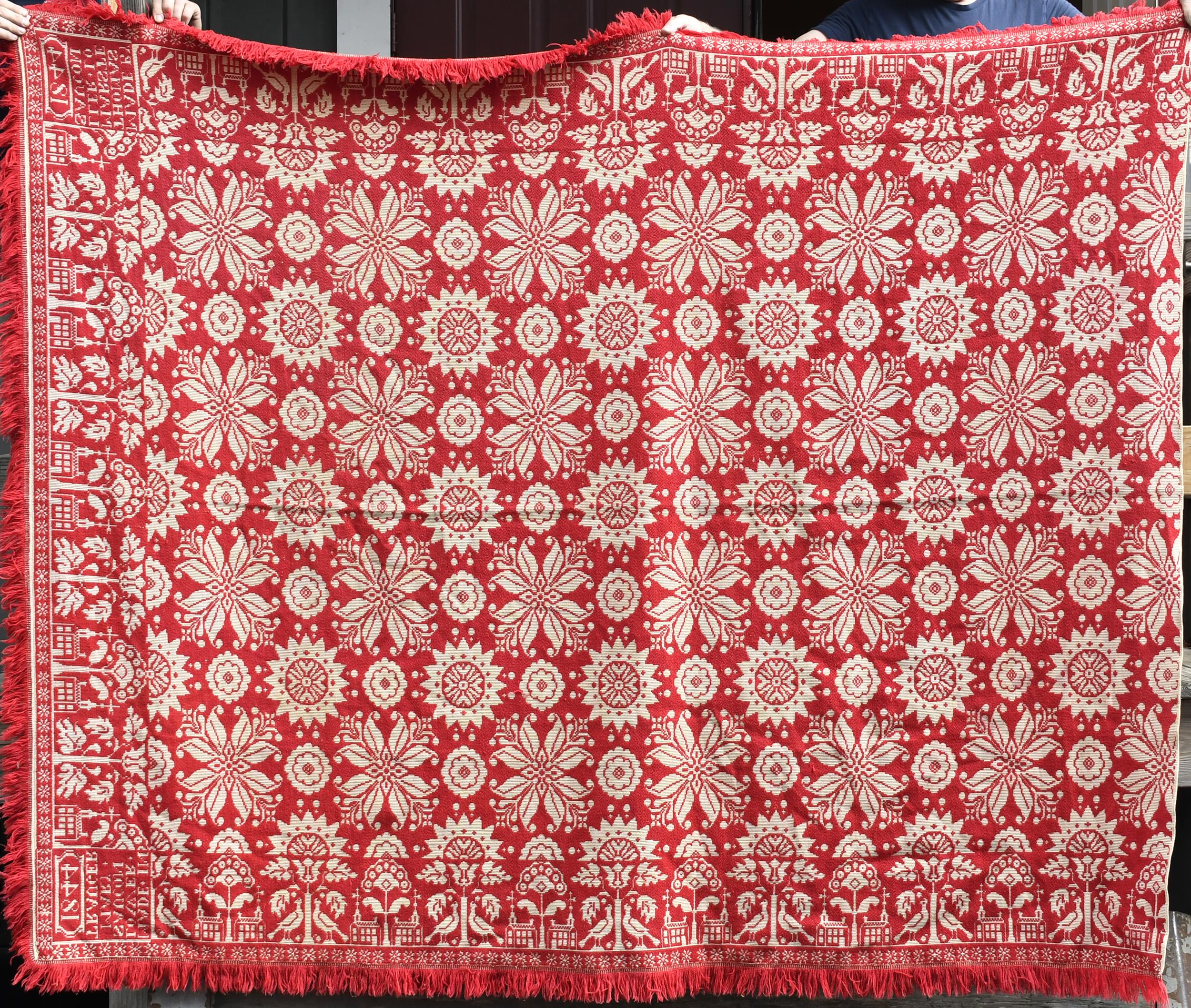 19TH C. PA HOMESPUN COVERLET.