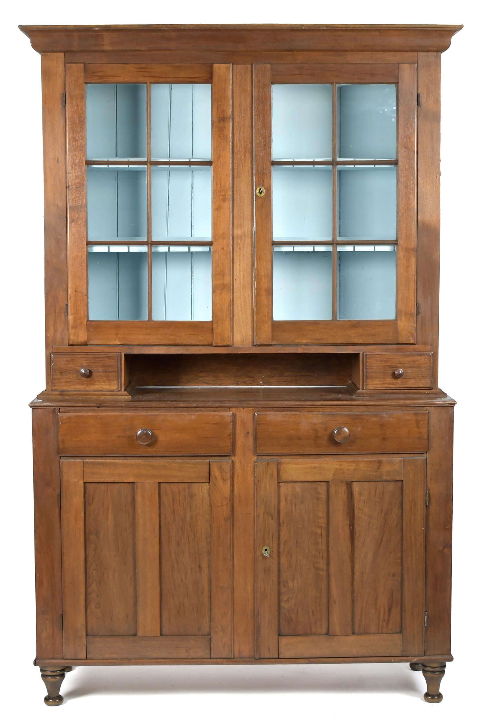 19TH C. PA WALNUT TWO PART DUTCH