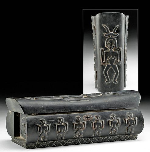 19TH C. PAIWAN WOOD SHAMAN BOX W/