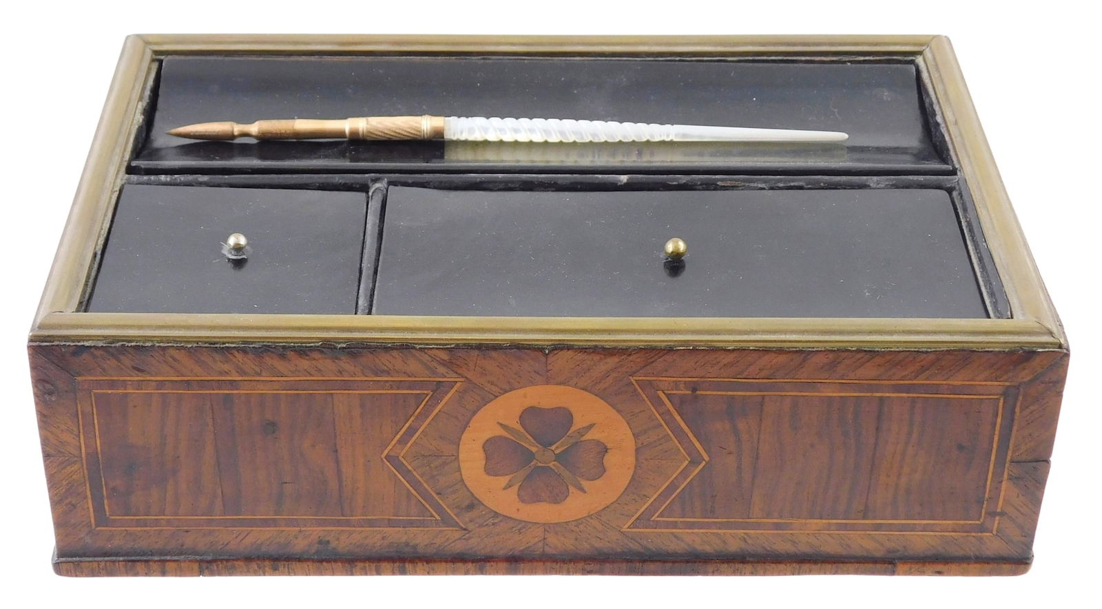 19TH C. PARQUETRY WRITING ACCESSORY