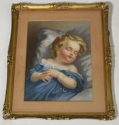 19TH C. PASTEL OF SLEEPING CHI