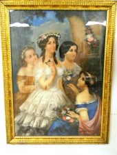 19th C. pastel on paper depict