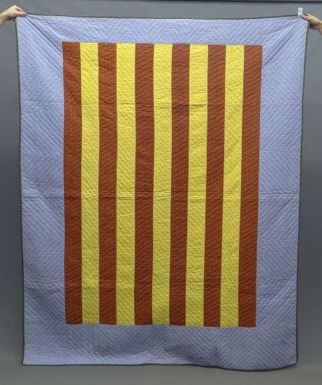 19th c. Penna. Roman Bars quilt.