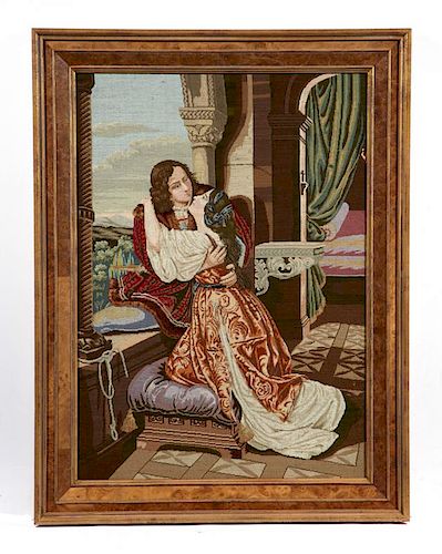 19TH C PETIT POINT ROMANTIC