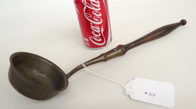 19th c. Pewter ladle with wooden
