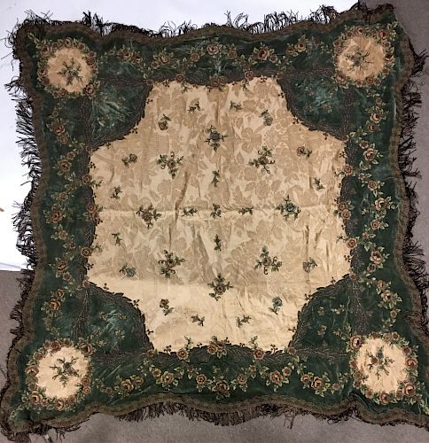 19TH C. PIANO SHAWL - VELVET AND