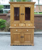19th C PINE CUPBOARD: 2 part c