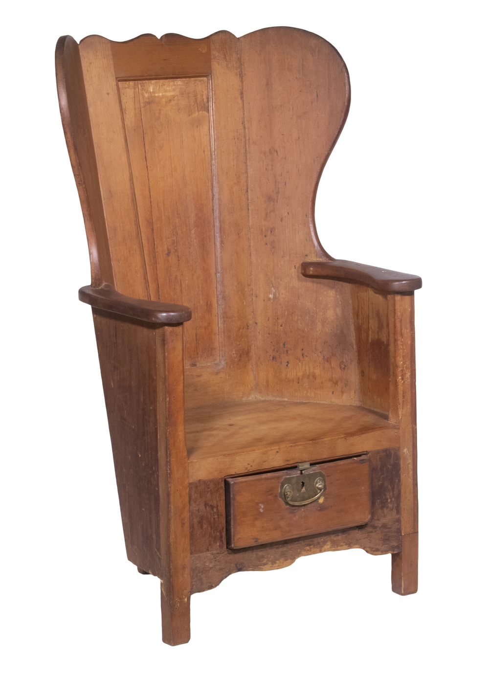 19TH C. PINE LAMBING CHAIR Carved