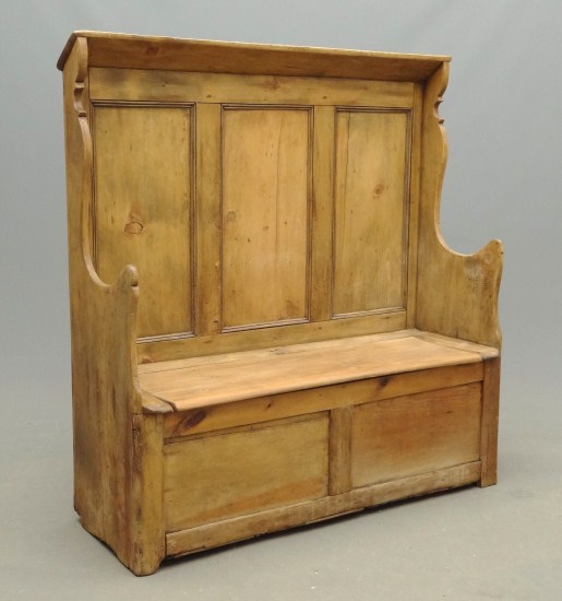 19th c. pine settle. Provenance