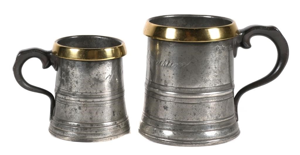 19TH C. PINT AND HALF PINT PEWTER