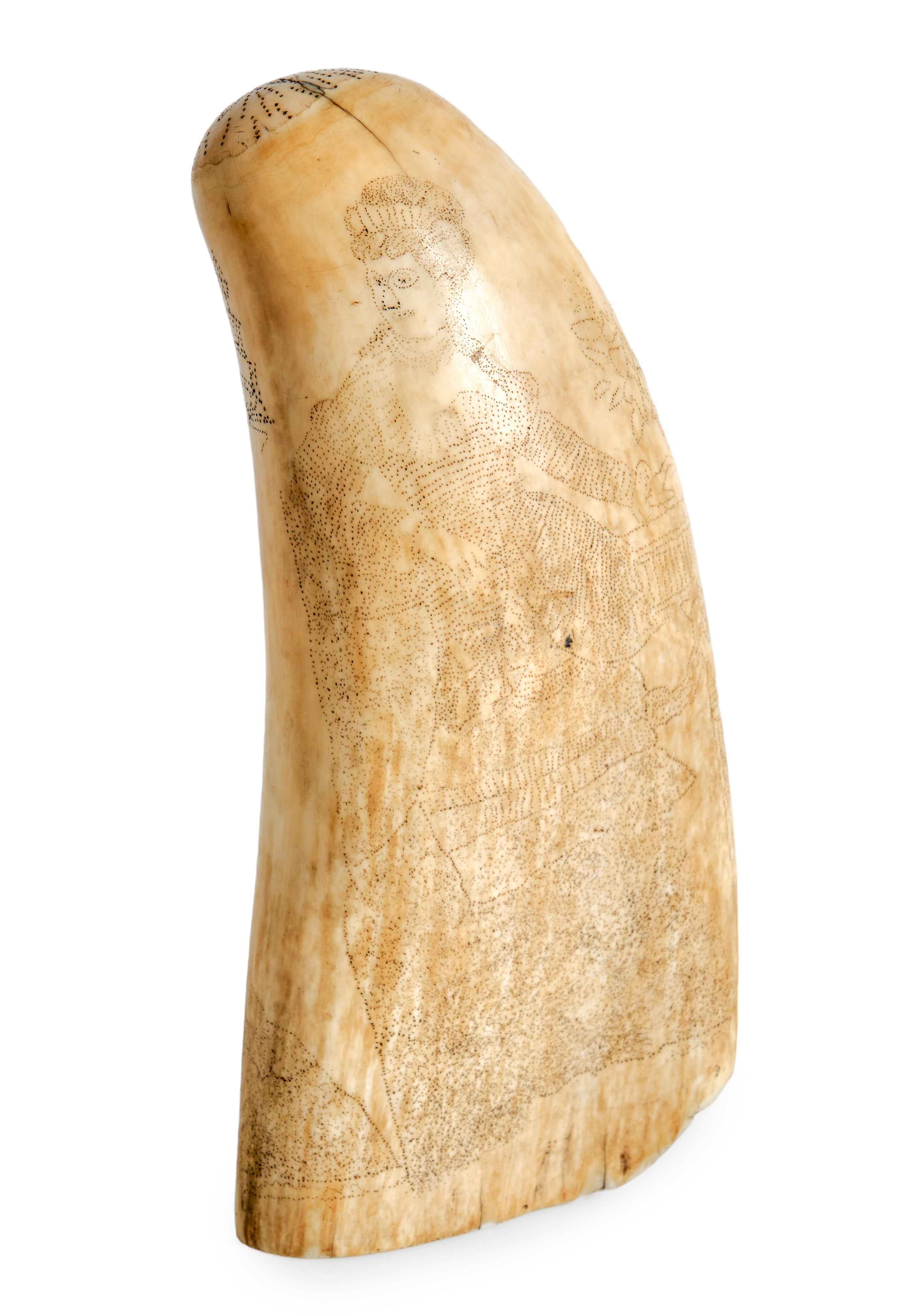 19th C Polychrome scrimshaw