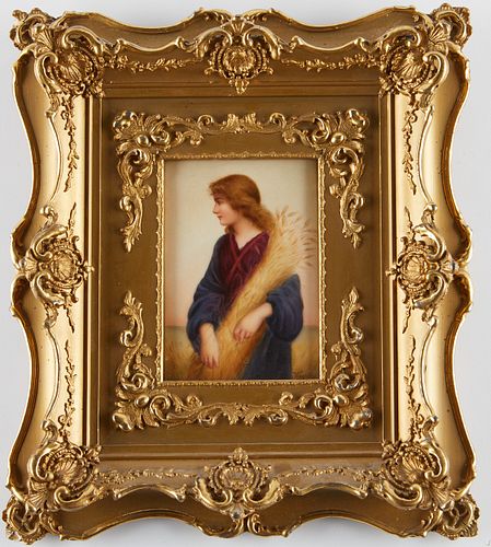 19TH C. PORCELAIN PLAQUE WOMAN W/