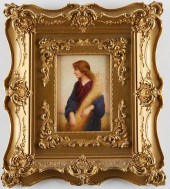 19TH C. PORCELAIN PLAQUE WOMAN