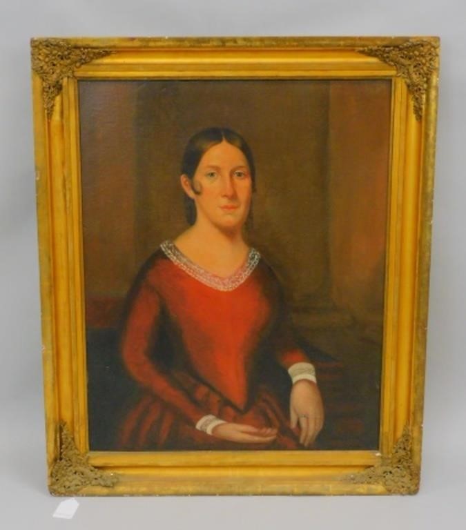 19TH C PORTRAIT OF A YOUNG WOMAN IN