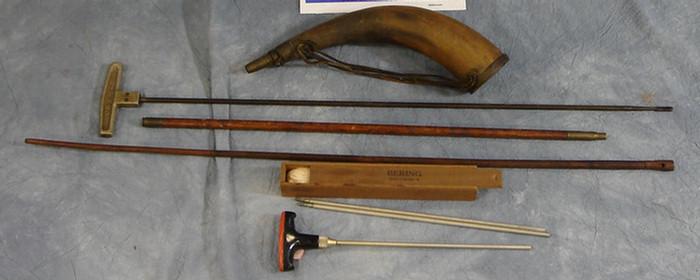 19th C. powder horn, along with gun