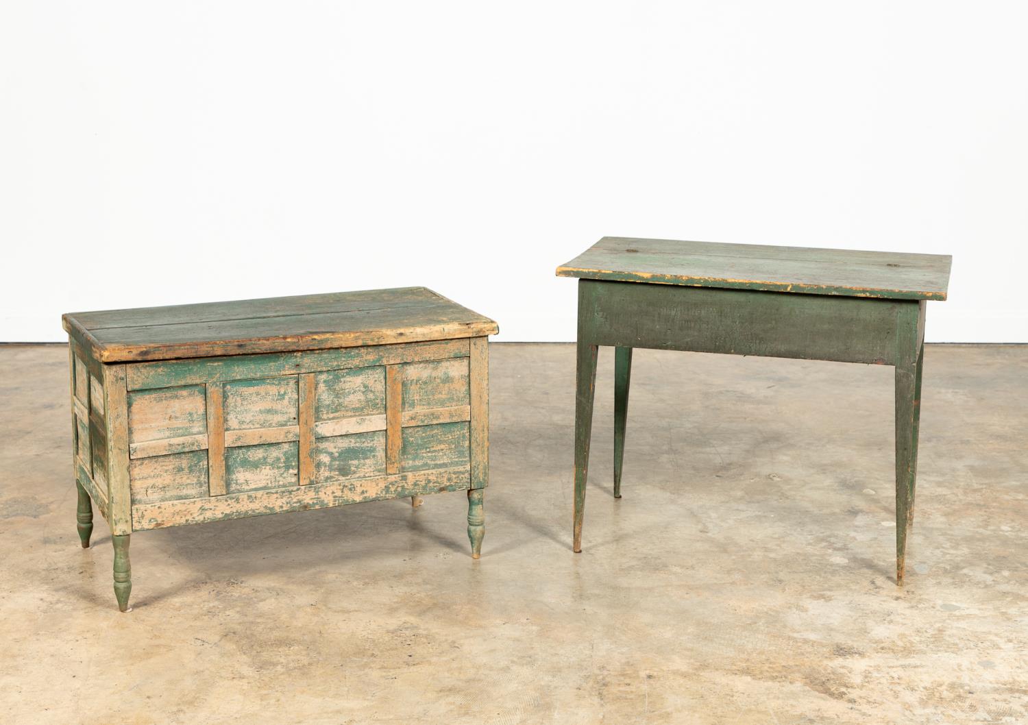 19TH C. PRIMITIVE GREEN PAINTED