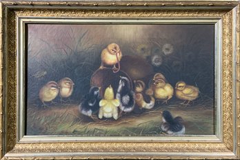 19th C. primitive oil on canvas,