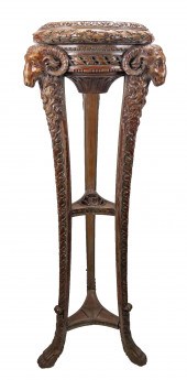 19TH C. RAMS HEAD & MARBLE LIM