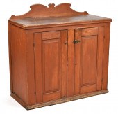 19TH C. RED PAINTED RAISED PAN