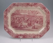 19th C RED TRANSFERWARE PLATTE
