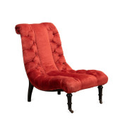 19TH C. RED TUFTED UPHOLSTERED