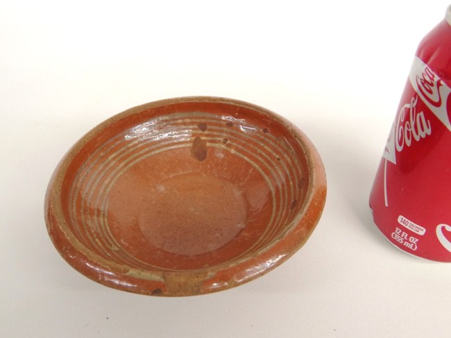 19th c. redware dish. 6''