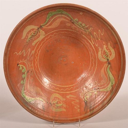19TH C. REDWARE SLIP DECORATED