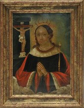 19TH C. RETABLO ON TIN19th C.