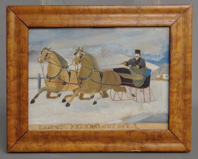 19th c. reverse painting glass