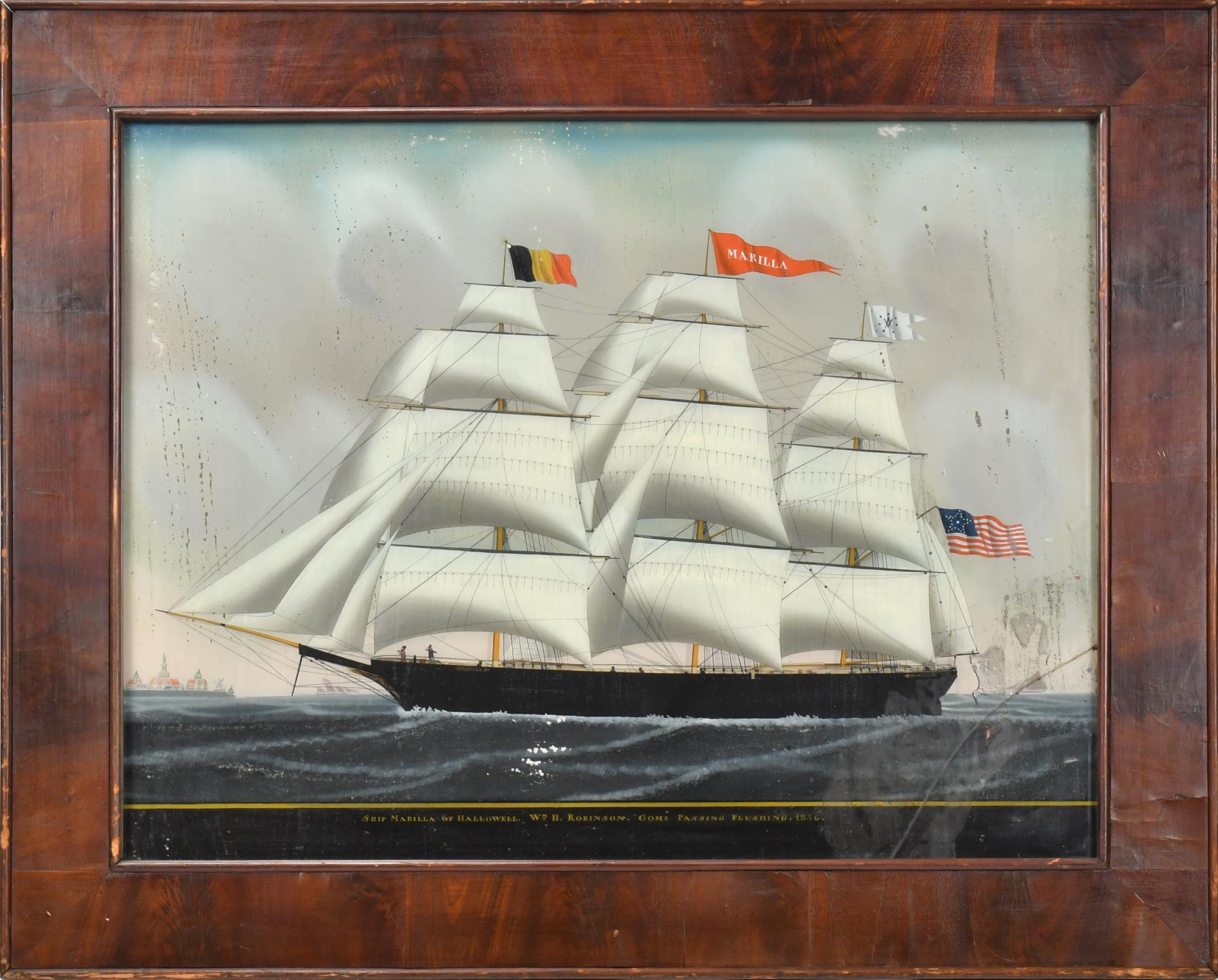 19TH C. REVERSE PAINTING ON