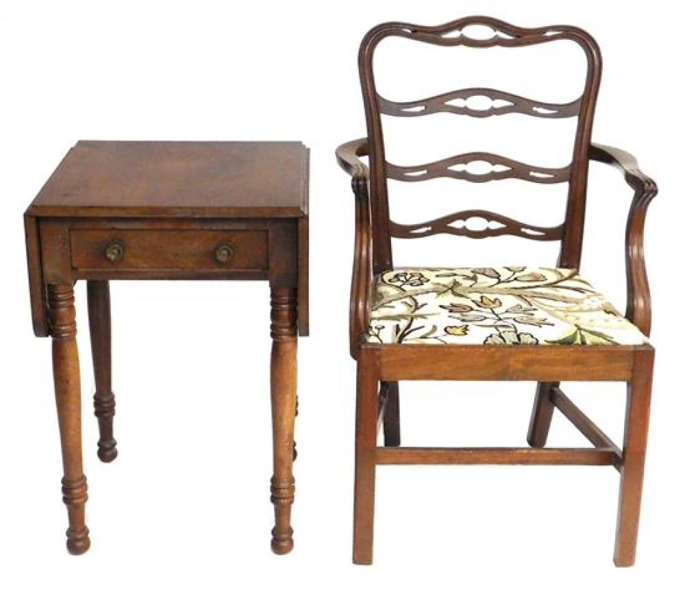 19TH C. RIBBON-BACK ARMCHAIR AND