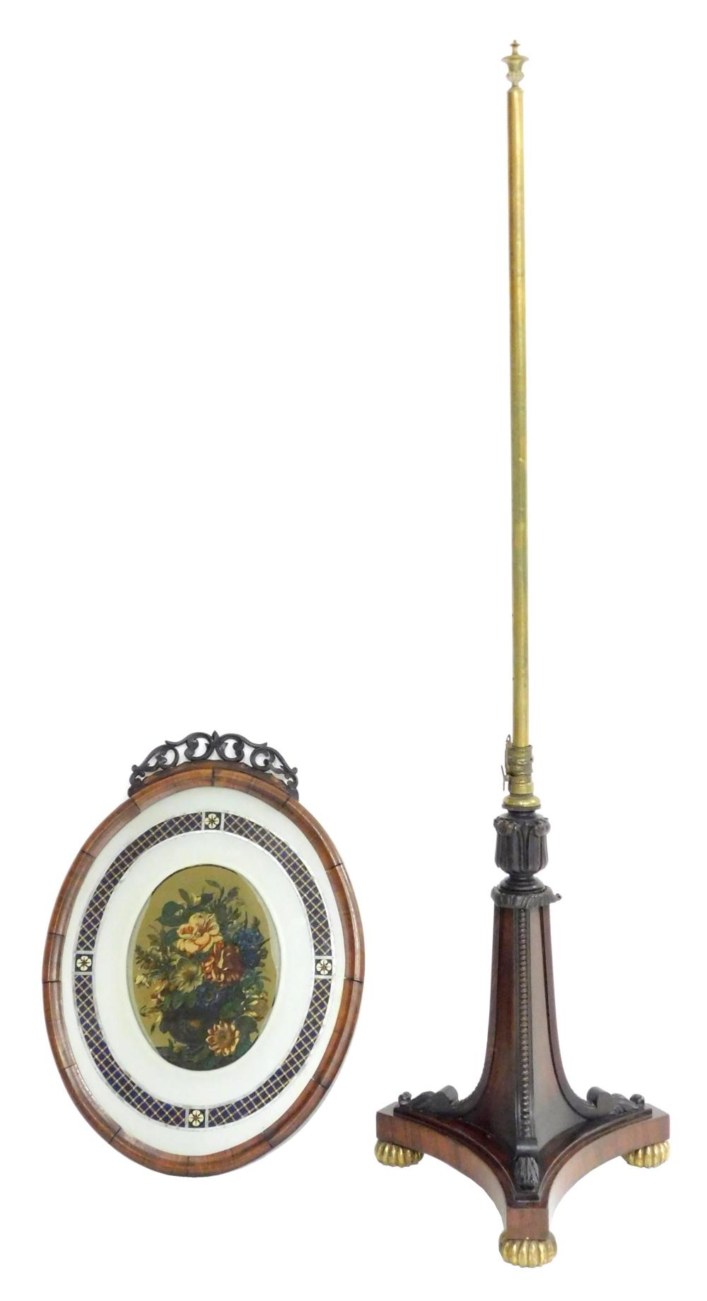 19TH C. ROSEWOOD FIRE SCREEN,