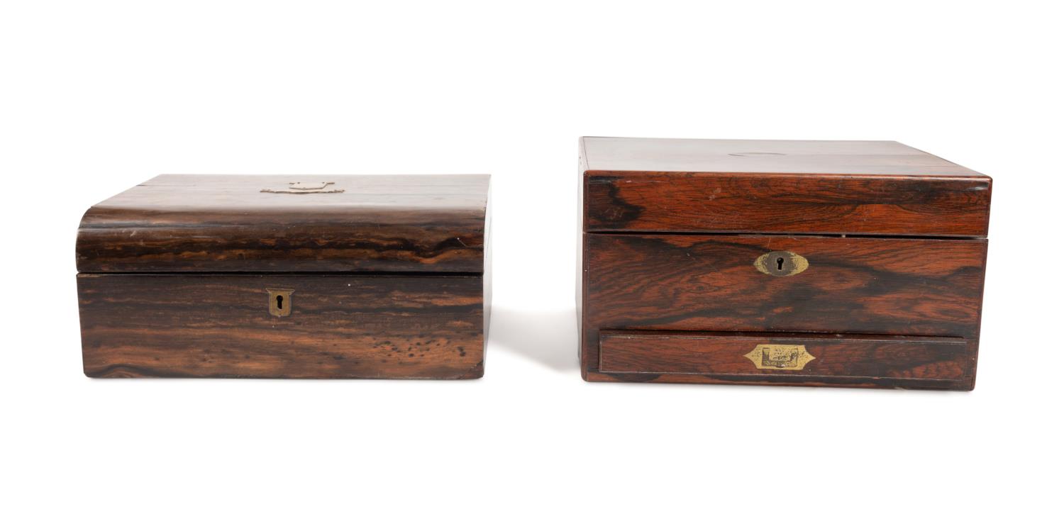 19TH C. ROSEWOOD TRAVEL CASE AND