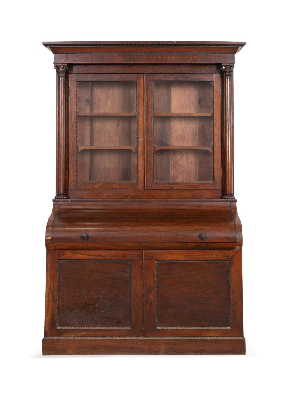 19TH C ROSEWOOD VENEER SECRETARY