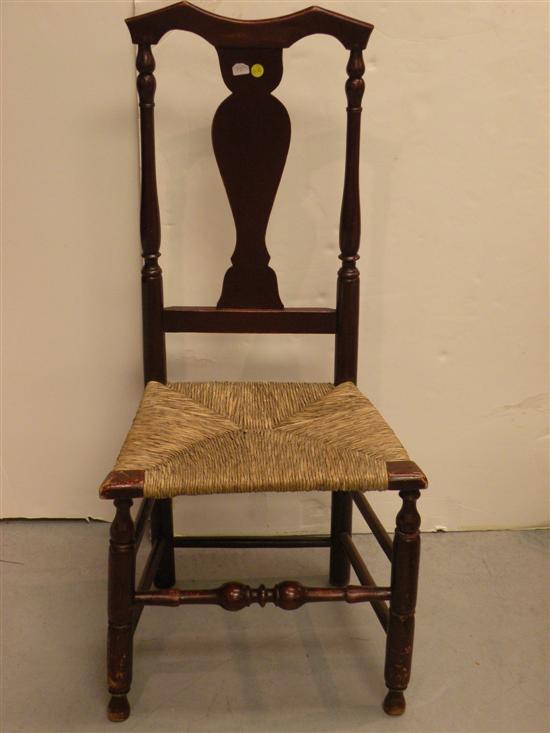 19th C. rush seat side chair  urn
